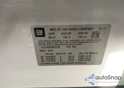 2017 Buick Encore Preferred из США, поврежденный, VIN KL4CJASB2HB220796